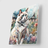 Horloge Carrée Ragdoll Chat en anglais Garden (Angle)