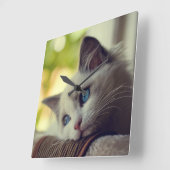 Horloge Carrée Ragdoll Kitten (Angle)