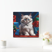 Horloge Carrée Ragdoll Kitten cadeau de Noël (Maison)