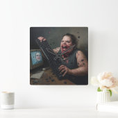 Horloge Carrée Rage Error: System Failure - Ctrl Alt Delirium (Maison)