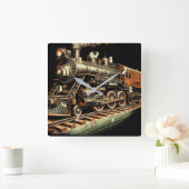 Horloge Carrée Railfan du moteur de train antique (Maison)