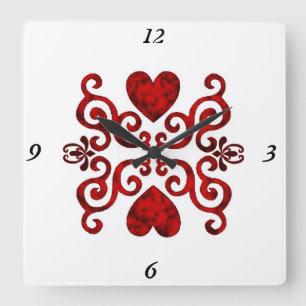Horloge Carrée Rainbow Lily and Heart