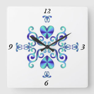 Horloge Carrée Rainbow Lily and Heart