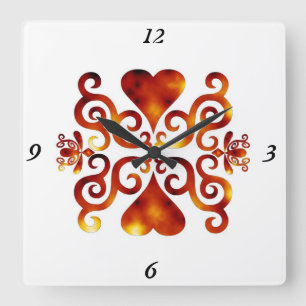 Horloge Carrée Rainbow Lily and Heart