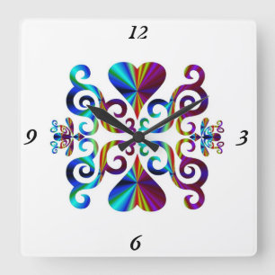 Horloge Carrée Rainbow Lily and Heart