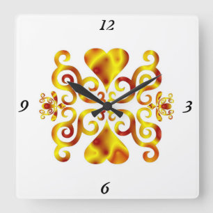 Horloge Carrée Rainbow Lily and Heart