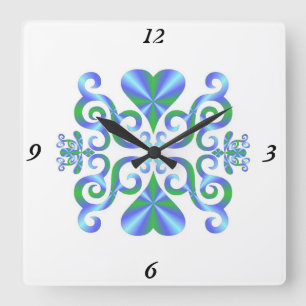 Horloge Carrée Rainbow Lily and Heart