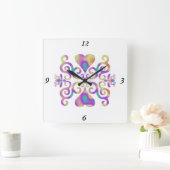 Horloge Carrée Rainbow Lily and Heart (Maison)