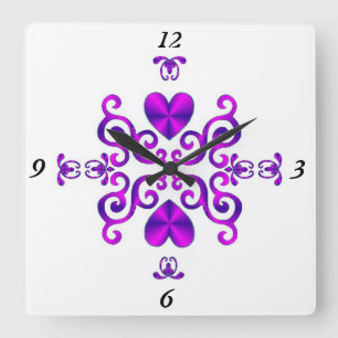 Horloge Carrée Rainbow Lily and Heart