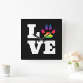Horloge Carrée Rainbow paw (Maison)