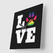 Horloge Carrée Rainbow paw (Angle)