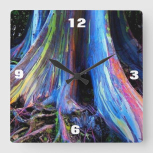 Horloge Carrée RAINBOW TREE clock