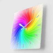 Horloge Carrée Rainbow Twirl (Angle)