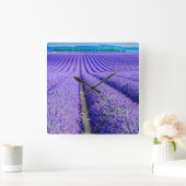 Horloge Carrée Rangées de Lavande, Provence, France (Maison)