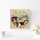 Horloge Carrée Raphael : Putti, Détail de la Vierge Sixtine (Maison)