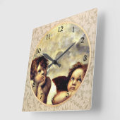 Horloge Carrée Raphael : Putti, Détail de la Vierge Sixtine (Angle)