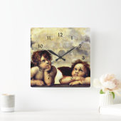 Horloge Carrée Raphael : Putti, Détail de la Vierge Sixtine (Maison)