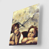 Horloge Carrée Raphael : Putti, Détail de la Vierge Sixtine (Angle)