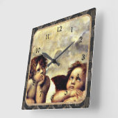 Horloge Carrée Raphael : Putti, Détail de la Vierge Sixtine (Angle)