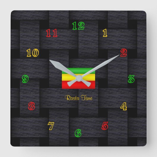 Horloge Carrée Rasta Time (Recto)