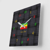 Horloge Carrée Rasta Time (Angle)