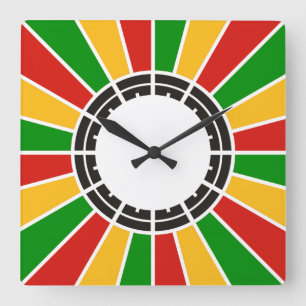 Horloge Carrée RASTAFARI BOUTON DRAGON RAYS + votre signe ou votr