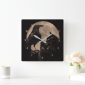Horloge Carrée Raven Black Cat Magie (Maison)