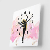 Horloge Carrée *~* Rays Crystals Or cosmique Black Goddess Moon (Angle)