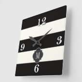 Horloge Carrée Rayure noire et blanche (Angle)