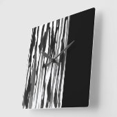 Horloge Carrée Rayures abstraites noires et blanches (Angle)