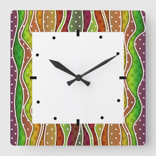 HORLOGE CARRÉE RAYURES D'AUTOMNE (Recto)