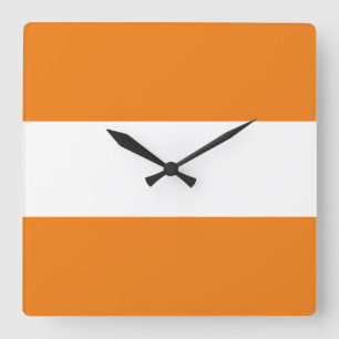 Horloge Carrée Rayures Été Orange Blanc Large Lumineuses Sportive