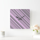 Horloge Carrée Rayures Gris Violet (Maison)