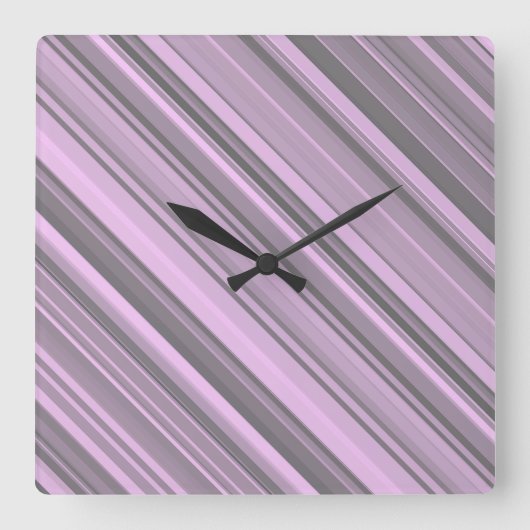 Horloge Carrée Rayures Gris Violet (Recto)