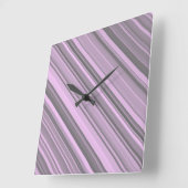 Horloge Carrée Rayures Gris Violet (Angle)