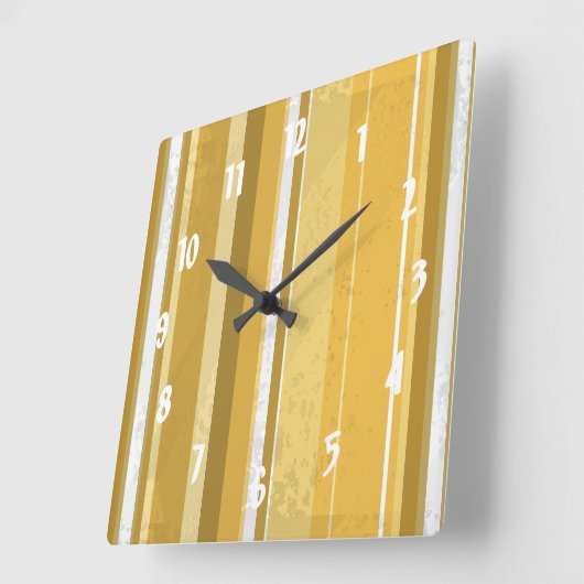 Horloge Carrée Rayures Jaune (Angle)