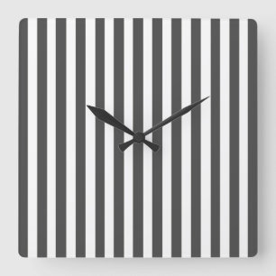 Horloge Carrée Rayures modernes de charbon de bois
