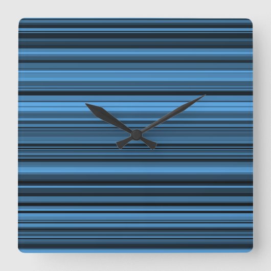 Horloge Carrée Rayures Noir Bleu (Recto)