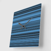 Horloge Carrée Rayures Noir Bleu (Angle)