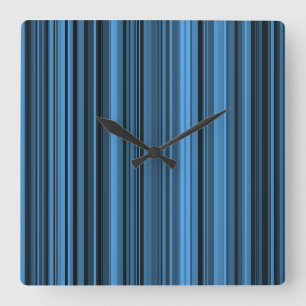 Horloge Carrée Rayures Noir Bleu