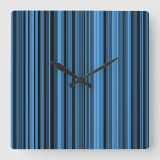 Horloge Carrée Rayures Noir Bleu (Recto)