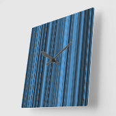 Horloge Carrée Rayures Noir Bleu (Angle)