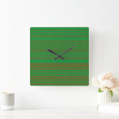 Horloge Carrée Rayures Vert Marron (Maison)