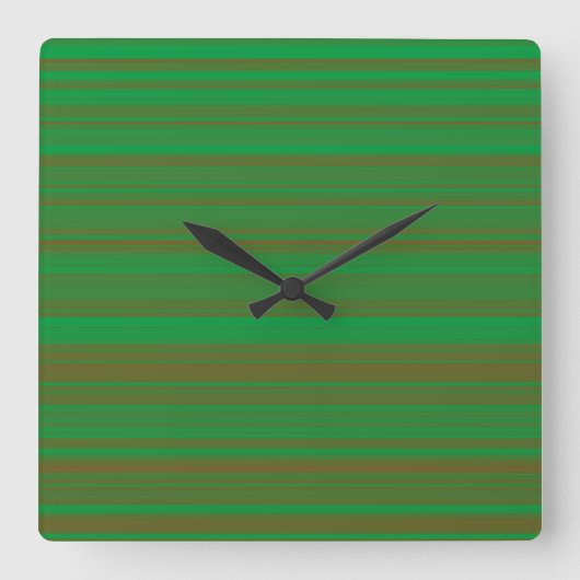 Horloge Carrée Rayures Vert Marron (Recto)