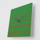 Horloge Carrée Rayures Vert Marron (Angle)