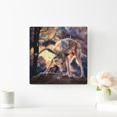 HORLOGE CARRÉE RÉACTIONS DE LA PLEINE LUNE WOLF (Maison)