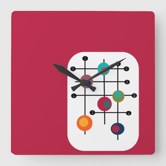 Horloge Carrée Rectangle du milieu du siècle (Recto)