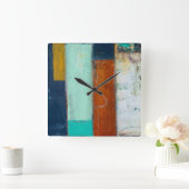 Horloge Carrée Rectangles Abstraites (Maison)