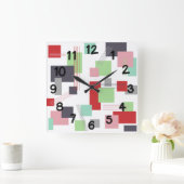Horloge Carrée Rectangles et lignes Abstraites (Maison)