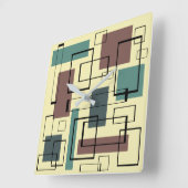 Horloge Carrée Rectangles modernes de la moitié du siècle (Angle)